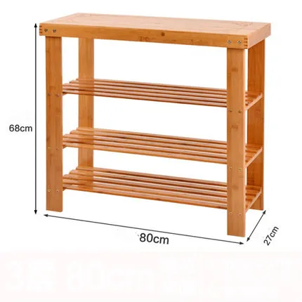 Из массива дерева из бамбука, для обуви шкаф для обуви табурет мульти-стеллаж для хранения платформенного типа собран легко sittable Тапочки стеллаж для хранения стабильный - Цвет: 80X68X27CM