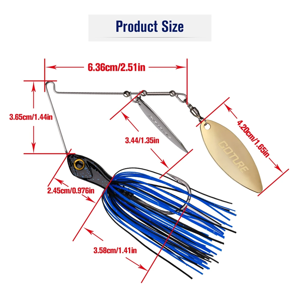 Goture سبينيربايت الصيد إغراء 10g 14g ملعقة تهزهز إغراء المعدن الدوار الطنانة الطعم الاصطناعي Isca Pesca Swimbait الصيد المتذبذب