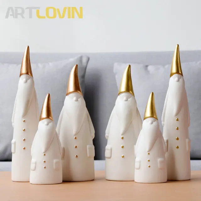 Best Offers New Arrivals Nordic Style Ceramic Santa Claus Figurine Ornaments Modern Simple Design Xmas Home Decor Christmas Decoration Gifts