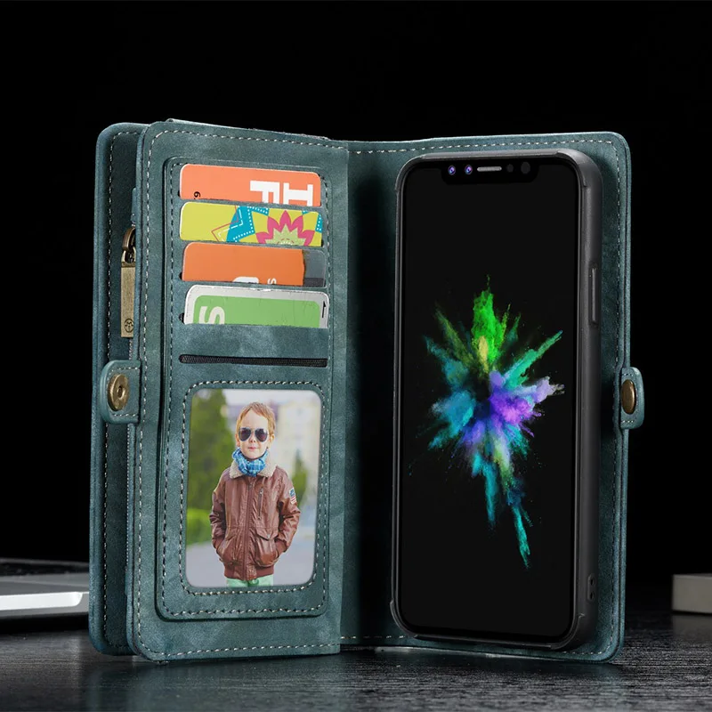 Чехол me для APPLE iPhone X, чехол-кошелек, разделенная кожа, сумка на молнии, чехол с несколькими слотами для iPhone 8, 8 Plus, Магнитная задняя крышка