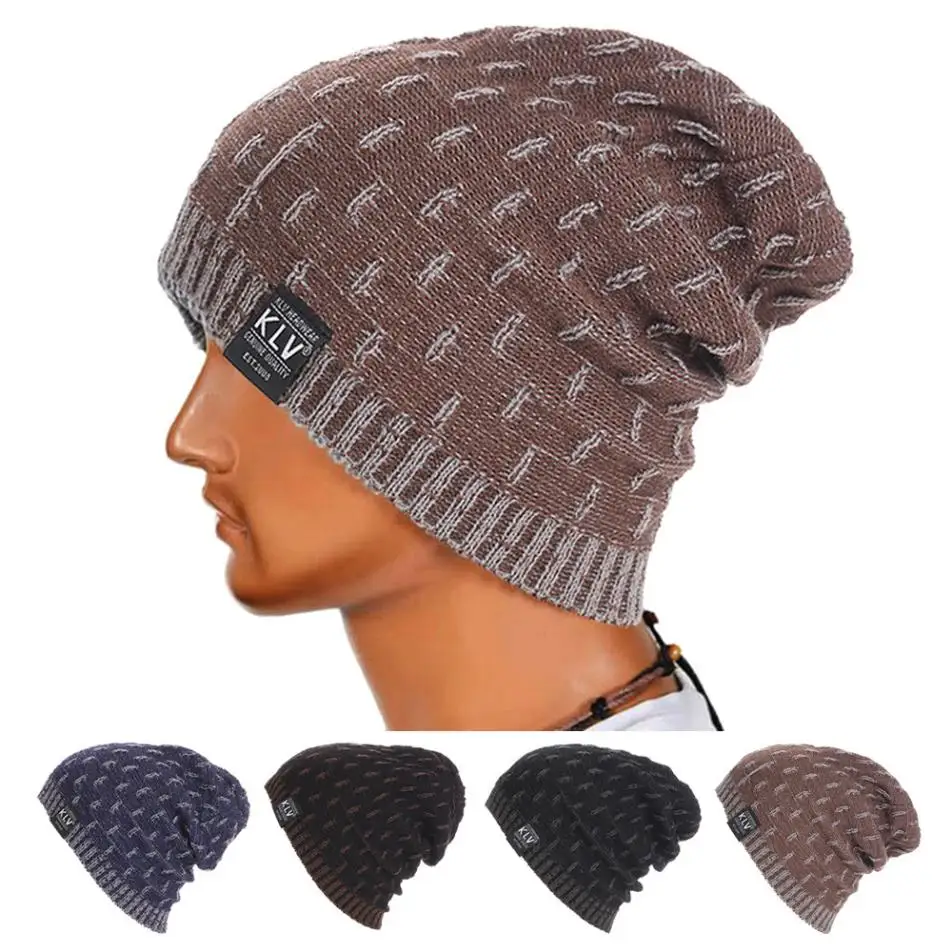 

Men Warm Crochet Winter Wool Skullies Beanie Fall Hat Thick and Warm Hat Knit Ski Beanie Skull Slouchy Caps Hat czapka zimowa