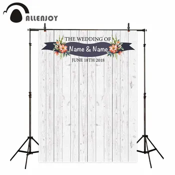 

Allenjoy wedding party photography backdrop white wood flower custom design background photo photophone photocall shoot props