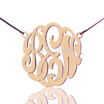 

AILIN Personalized Monogram Necklace Rose Gold Color Custom Monogrammed Name Necklace 3 Initials Jewelry