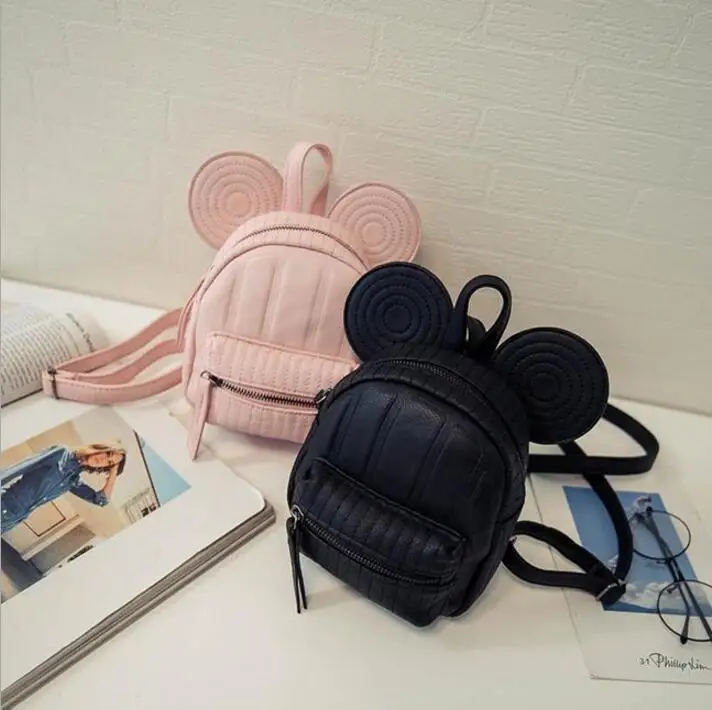 #*Cheap Mickey Backpack Sweet Fashion wild Women Backpack Bag PU Leather Mickey girl Cartoon Big Ears Small Mini Travel Shouder Bag