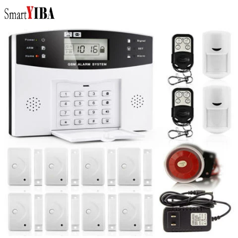 SmartYIBA Russian Spanish French Italian Voice Home Security Wireless GSM Burglar Alarm System Door Window PIR Motion Sensor