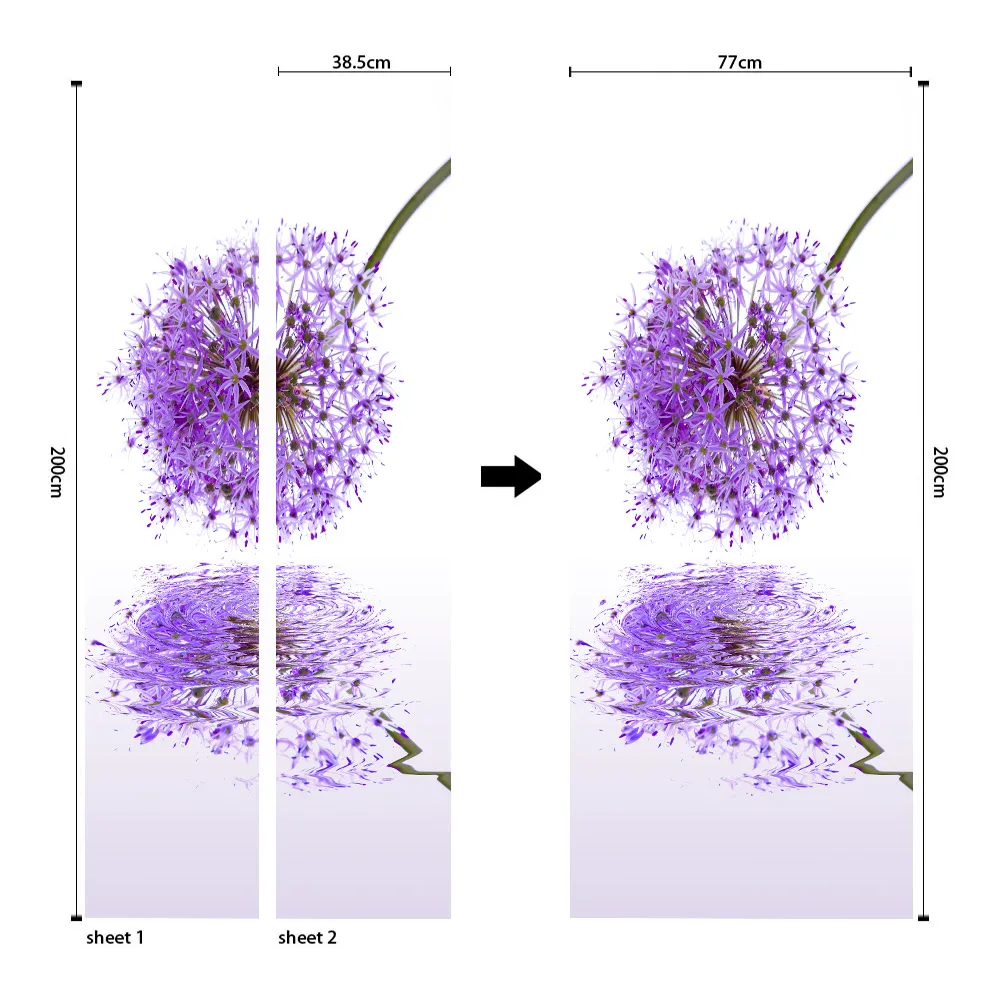 Современные художественные свежие цветы обои наклейки на стену ПВХ самоклеющиеся Съемные 3D двери наклейки на стену двери спальни декор плакат