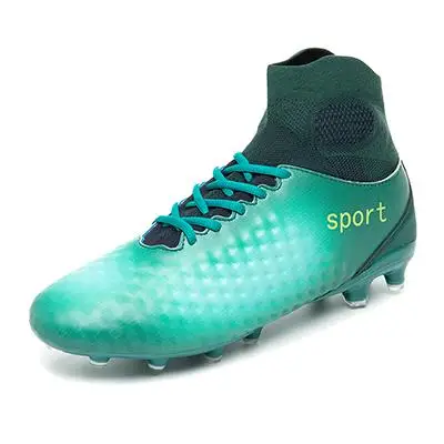 Обувь для футбола обувь для мужчин высокие футбольные шиповки с носки девочек Professional Boot футбол ботильоны - Цвет: Зеленый