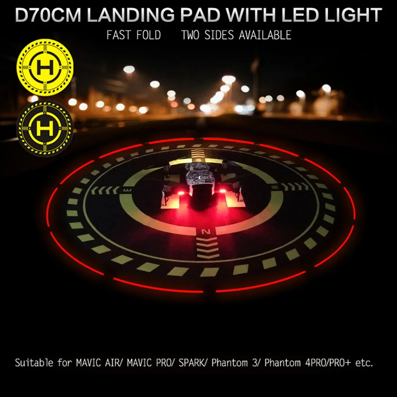 

Portable Pad D70cm Helipad Foldable Landing Field with Lighting for DJI MAVIC 2 SPARK PHANTOM 3 4