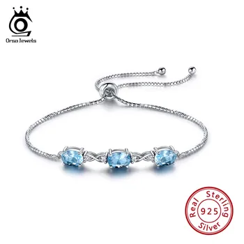 

ORSA JEWELS Real 100% 925 Sterling Silver Women Bracelets & Bangles Genuine Natural Stone Luxury Female Wedding Jewelry VSB01