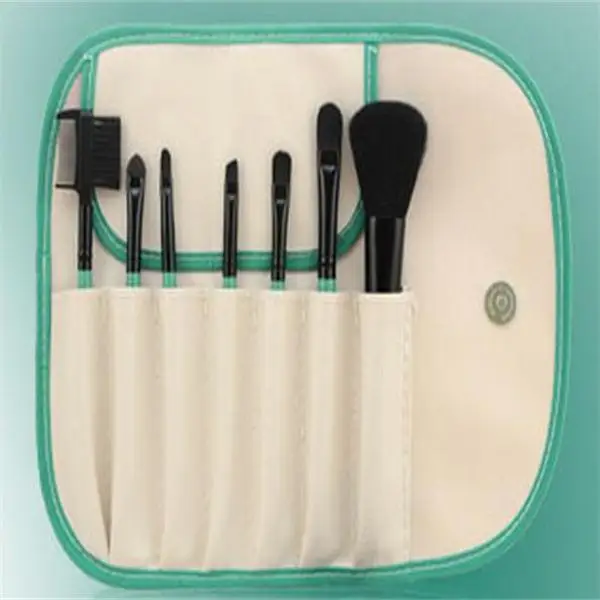 Hot 7pcs Kit Makeup Brushes Professional Set Cosmetic Lip Blush Foundation Eyeshadow Brush Face Make Up Tool Beauty Essentials - Handle Color: Coral Green