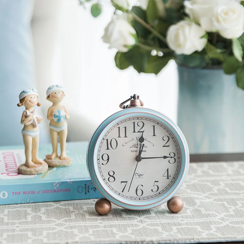 Retro Mediterranean Mute Wecker of Home Bedroom Decoration Pointer Electronic Clock Simple Nordic Alarm Children Beside | Дом и сад