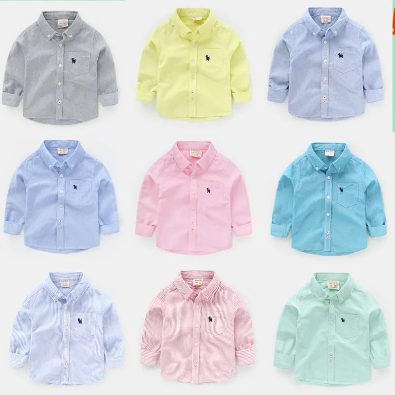 

Brand 2019 Boys Cotton Long-sleeved Shirt Spring and Autumn Spring Boys Girls Children Baby White Shirt school Shirt 10