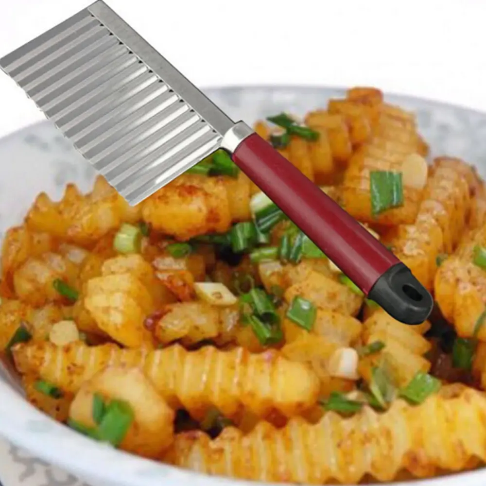 1 шт. Новый из нержавеющей стали картофельный чип тесто Овощной Crinkle волнистый слайсер нож качество еды пластиковая ручка