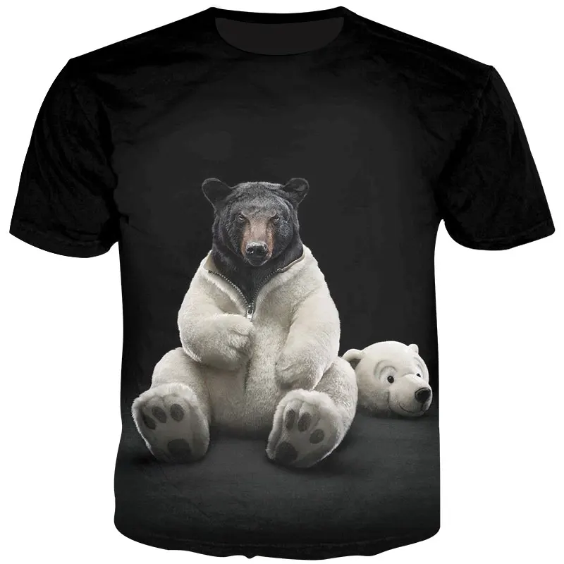 

Cloudstyle 2019 3D Print Bear T Shirts Black Animal T Shirts New Summer Fashion T Shirts Casual Cute Tees Tops Short Sleeve Top