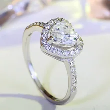 Весенняя коллекция 925 пробы-серебро-ювелирные изделия Сверкающее Сердце Любви кольцо для женщин подходят кольца ювелирные изделия для подарка jz03