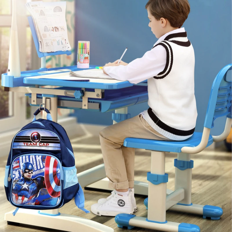 Household Kids Study Table and Chair Set Lifted Writing Desk Multifunction Multi-angle Adjustment Table Correct Sitting Posture