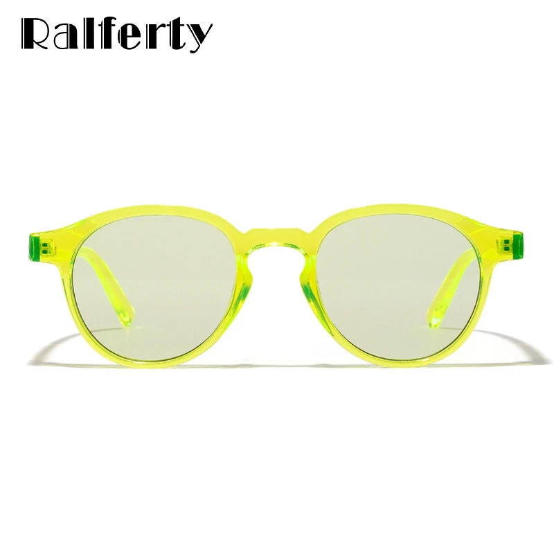 Ralferty, хип-хоп солнцезащитные очки для женщин и мужчин, трендовые флуоресцентные желтые маленькие круглые солнцезащитные очки, женские цветные очки W813059