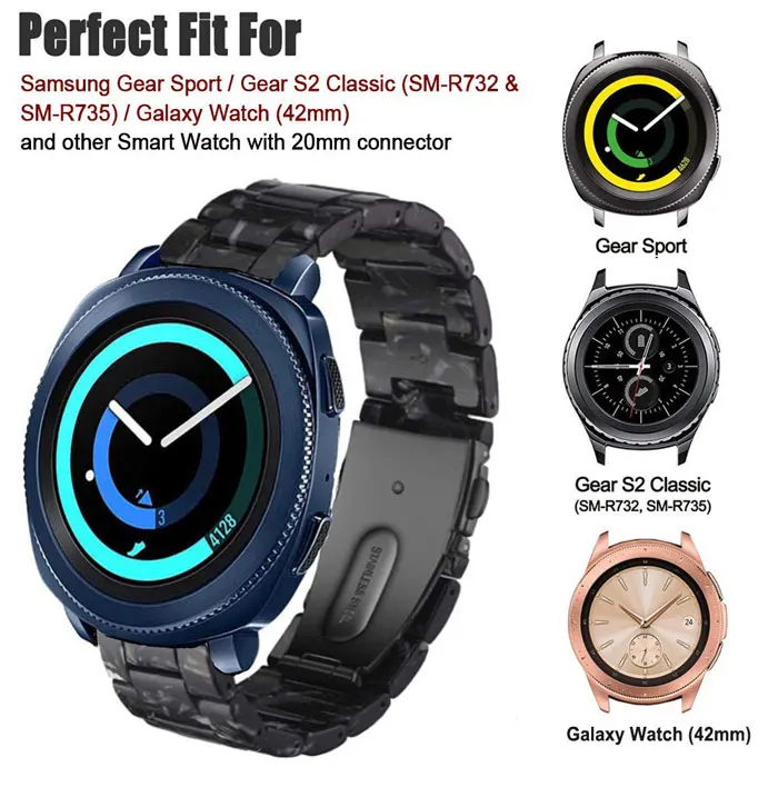 20 мм ремешок для часов из смолы для samsung galaxy watch active 2 S2 classic galaxy 42 мм ремешок amazfit GTR 42 мм браслет amazfit bip