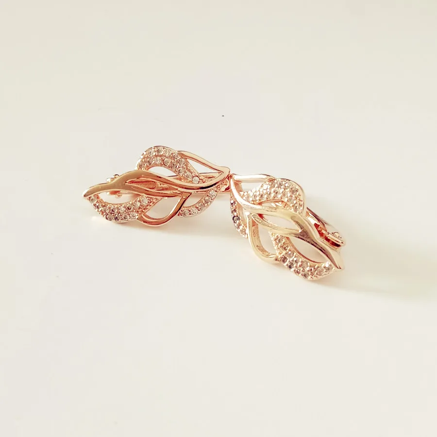 Women Earring 585 Rose Gold Color Drop Earring Office Style Leaf Shape New Drop Earring Fashion Women Jewelry