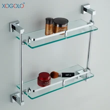 Xogolo Dual Tier Glass Bathroom Shelf Home font b Rack b font Copper Bathroom Accessories For
