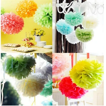 

10Pcs 10''(25cm)Tissue Paper Artificial Flowers Balls For Wedding Baby Showe Birthday Party Car Decoration Tissue Paper Pom Poms