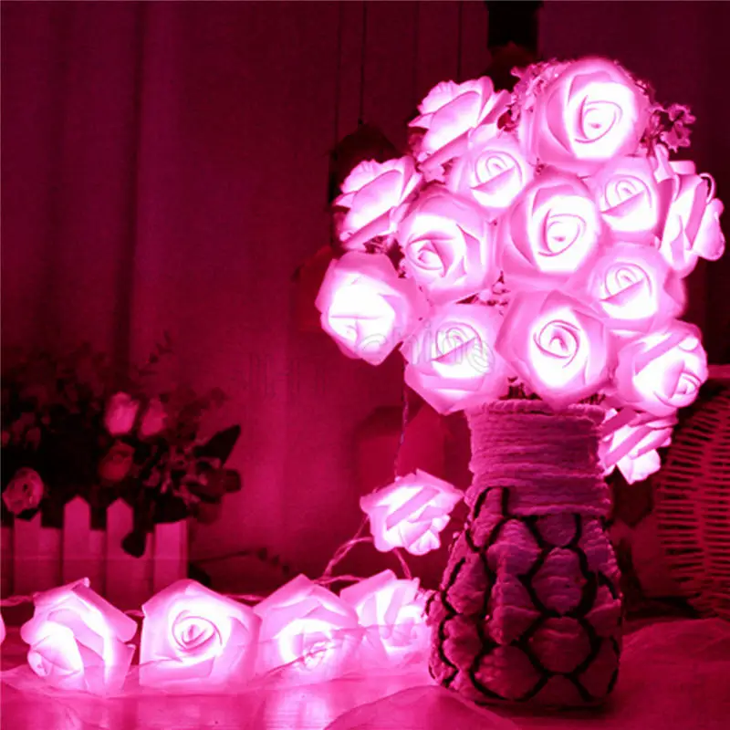 

1m 10 LED Rose Flower Floral Romantic Fairy Wire String Lights Chains Party Christmas Garland Wedding Halloween Decoration