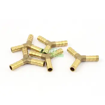 

8mm 5/16'' "Y" Brass Joiner 3 Way Fuel Hose Connector 5Pcs