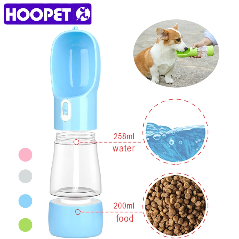 HOOPET Pet Dog Water Bottle Feeder With Bowl Portable Water Food Bottle