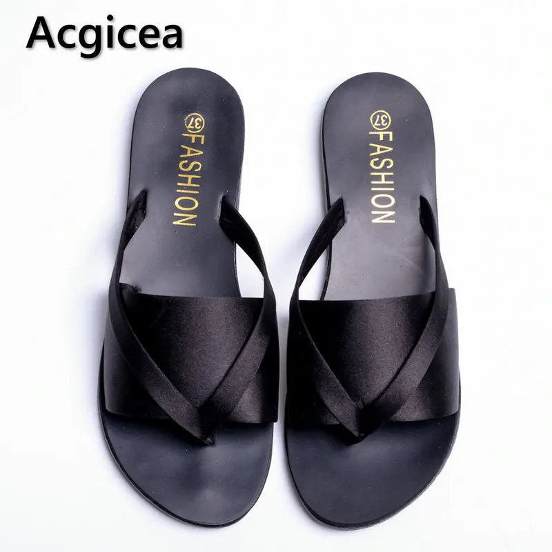

Size35-40 2019 Summer New Flat Heels Women Slippers Indoor Daily Shoes Woman for Home Plain Soft Non-slip Ladies Flip Flops