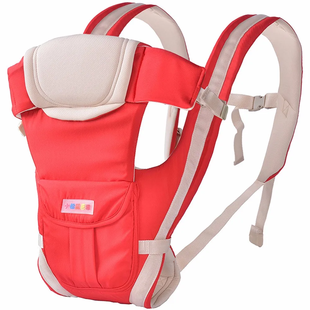 Детский рюкзак-кенгуру из хлопка 4 в 1, рюкзак-слинг для младенцев, дышащий рюкзак-кенгуру, Хипсит, подтяжки для детей - Цвет: Red Without Belt