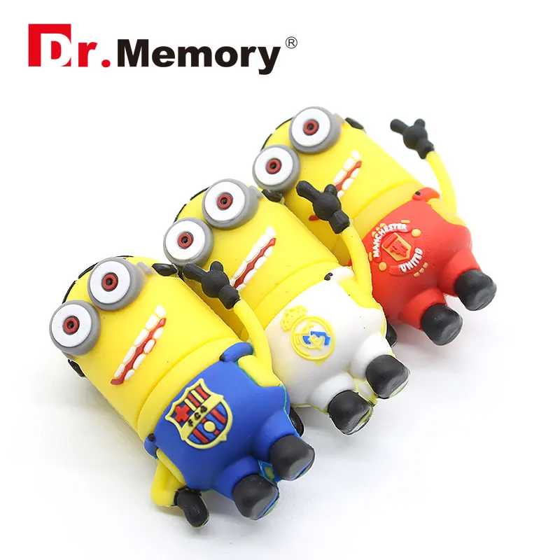 Dr. Memory милый USB флеш-накопитель желтый Миньоны с рубашкой Флешка USB флешка силиконовая вилка 4 ГБ 8 ГБ 16 ГБ 32 ГБ 64 ГБ флэш-диск