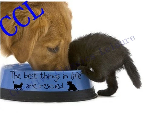 

Free shipping The Best Things In Life Are Rescued - Vinyl Pet Decal Sticker for dog or cat bowl decoration ,20x5cm
