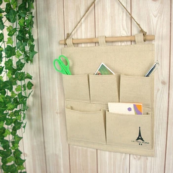 

1PCS multi-layer fabric debris Bag for Cosmetic Bag Cotton Tower Bag 5 pocket wall hanging bags