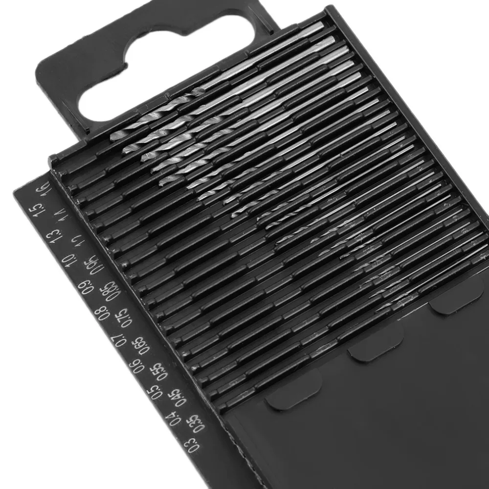 20Pcs Mini Micro HSS Twist Drill Bit Set 0.3mm-1.6mm Model Craft Tool US DE