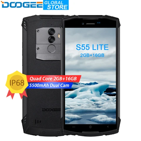 DOOGEE S55 Lite IP68 waterproof Smartphone 2GB RAM 16GB ROM 5500mAh 13 0MP MTK6739 Dual SIM Dual VoLTE 5 5inch Android 8 1