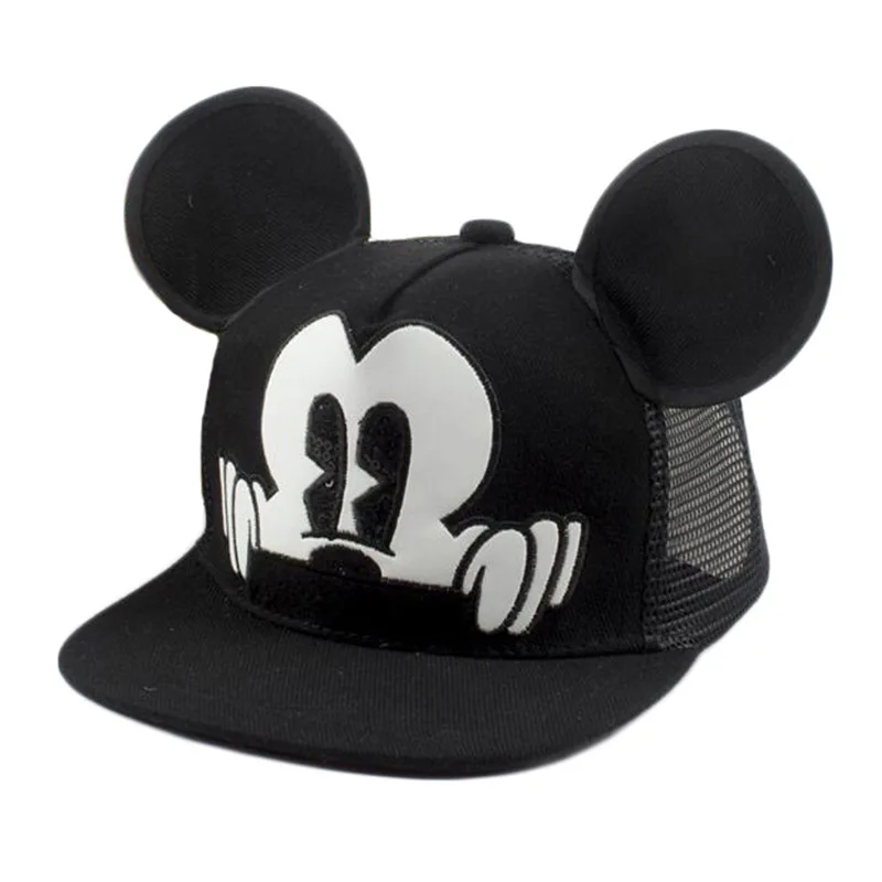 Новые летние милые уши панды детская шапка для мальчиков и девочек ребенка бейсбольной кепки Солнцезащитная шляпка для мальчиков, кепки в стиле хип-хоп - Цвет: style1 Black mesh