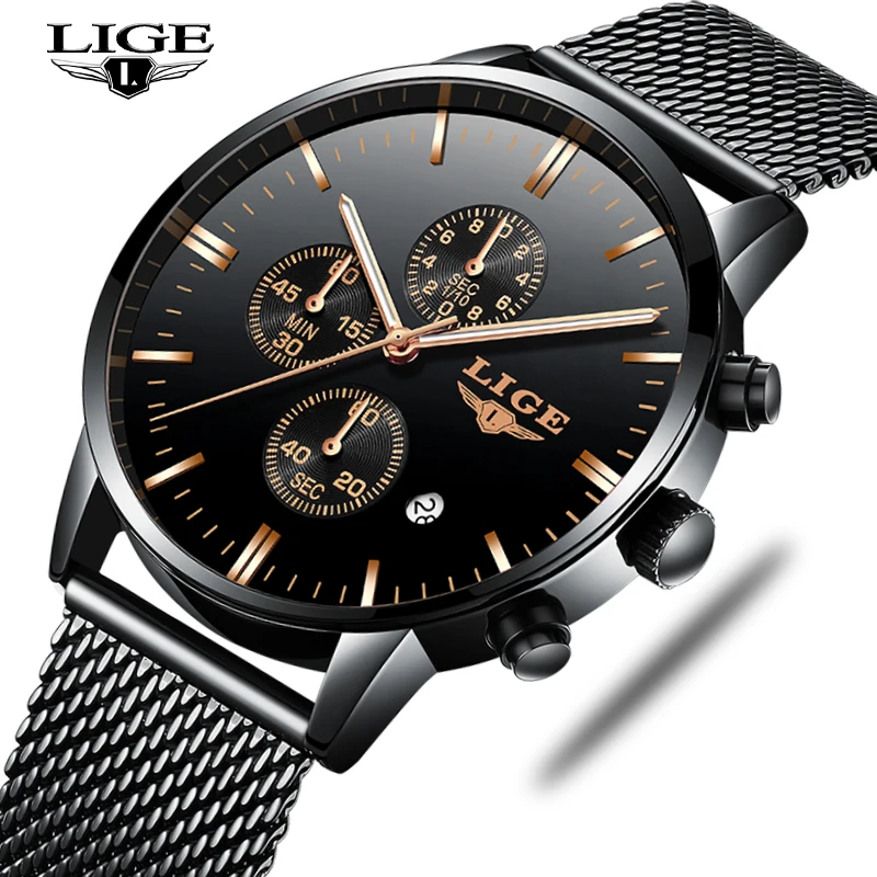 New Mens Watches Top Luxury Brand LIGE Fashion Waterproof Ultra Thin Clock Male Full Steel Quartz Watch Men Business Wristwatch New Mens Watches Top Luxury Brand LIGE Fashion Waterproof Ultra Thin Clock Male Full Steel Quartz Watch Men Business Wristwatch