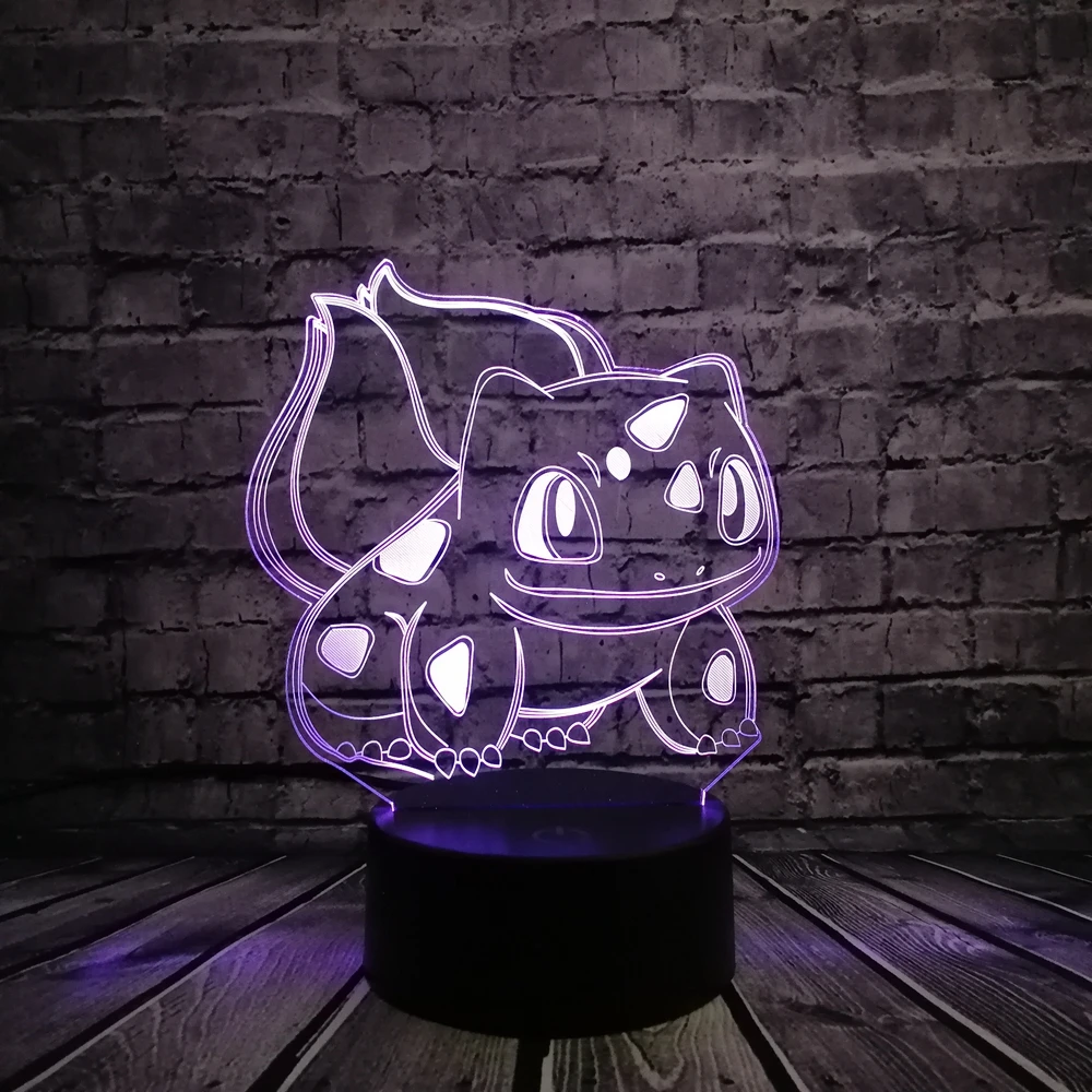 Семена животных лягушки 3D мультфильм USB лампа Pokeball Покемон Бульбазавр Go игра светодиодный ночник визуальная Иллюзия стол праздник Малыш игрушка