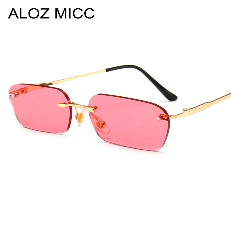ALOZ MICC без оправы прямоугольник солнцезащитные очки Для женщин Для мужчин Брендовая Дизайнерская обувь пикантные небольшой площади
