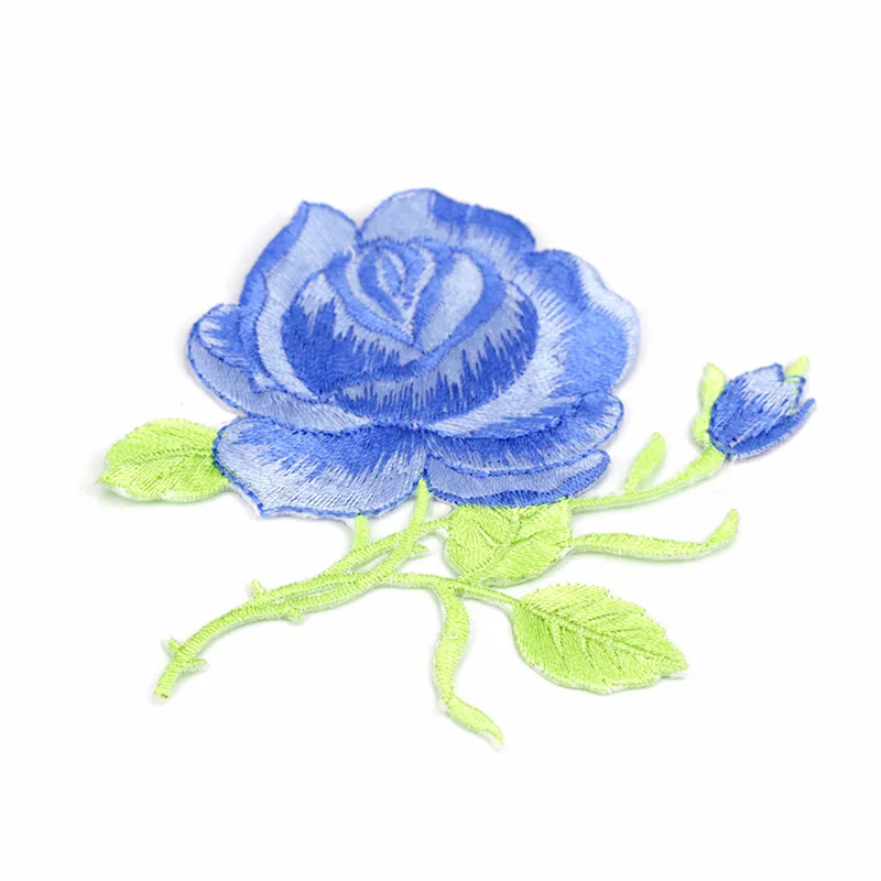 1 шт. 9,5x9,5 см элегантные Роза, вышивка Цветочная железо на аппликации 3D Костюмы Стикеры вышивать на пачках ручная работа «сделай сам» Инструменты для ремонта - Цвет: Blue