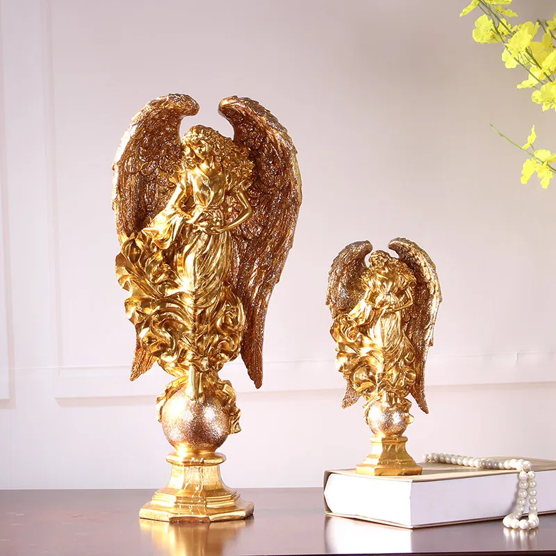 

Europe Retro Resin Angel Ornaments Arts Decoration Crafts Home Furnishing Living Room Furniture TV Office Decor L3254