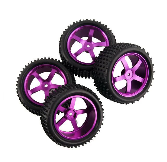 

4PCS 1/10 RC Off-road Car Model Tire Rubber Tyre With Aluminum Alloy Wheel Hub Fit For HSP 94106/166/107 Heng Long/Kysho RC Car