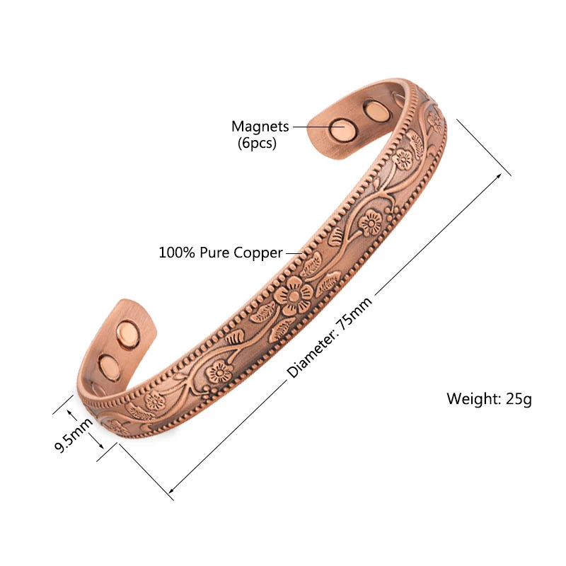 IWrist Wish Flowers Винтажный Мужской Браслет Bio Health Модный магнитный браслет покрытый