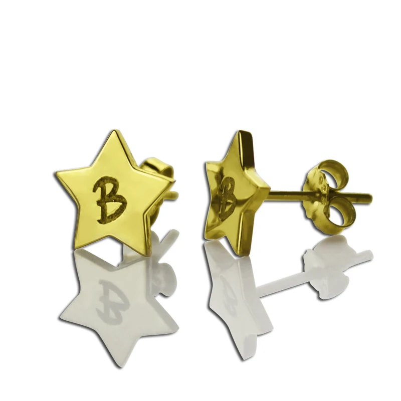 

Wholesale Gold Color Monogram Star Stud Earrings Monogram Earrings Personalized Tiny Star Earrings You Are Star Initial Jewelry