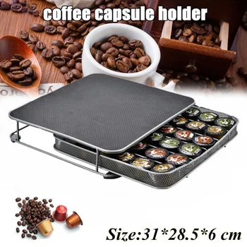 

Coffee Capsule Rack Organizer Stainless Steel Nespresso Coffee pods holder Stand Dispenser Coffee Capsule Storage Shelf