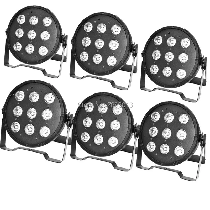 

6pcs/lot 9x12W RGBW 4in1 DMX LED Flat Par Light /High Power Light With Professional For Party KTV Disco DJ/ LED Lamps Chandelier