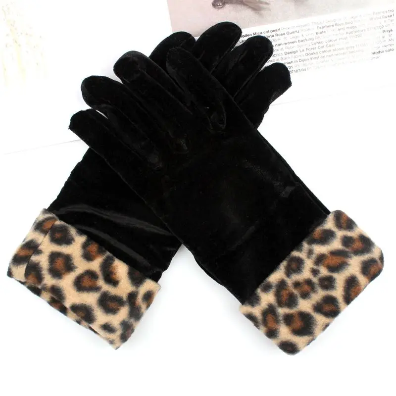 Модные элегантные женские бархатные шерстяные перчатки для сенсорного экрана зимние женские теплые кожаные перчатки на весь палец