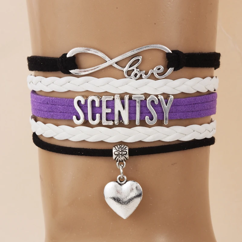 

NCRHGL Infinity Love Scentsy Leather Bracelets Bangles Heart Charm Braided Bracelet Elastic Jewelry For Women Men Gift Drop Ship