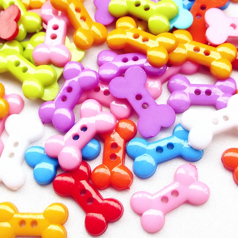 

suoja 50pcs/lot Dog Bone Toy Plastic Buttons 2 Holes Sewing Craft 18mm