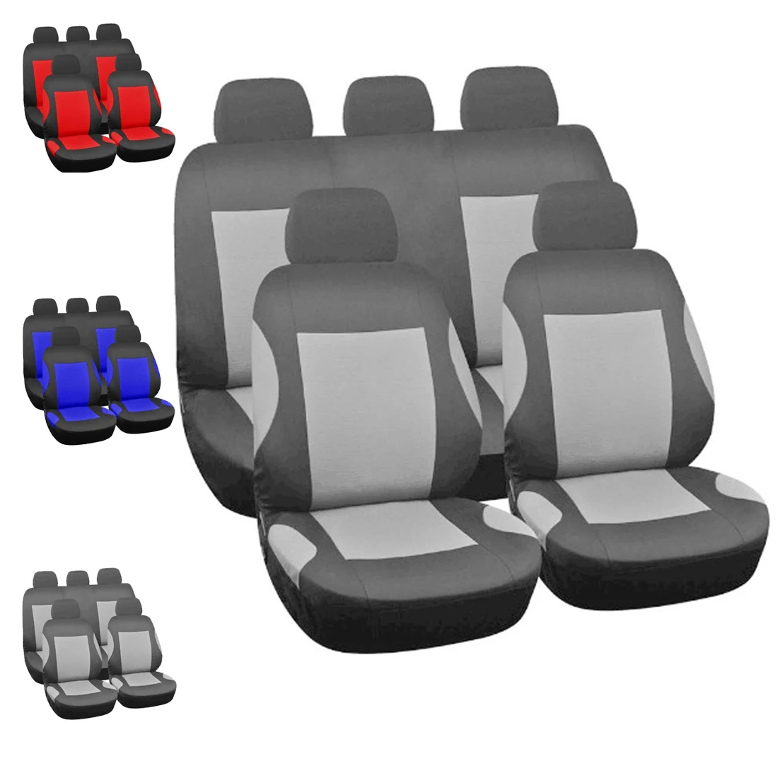 Dewtreetali Universal Full Seat Automoblies Seat Cover Polyester Car Seat Covers Protector Blue Gray font b